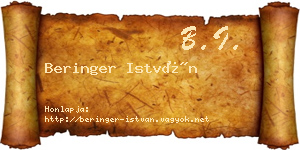Beringer István névjegykártya